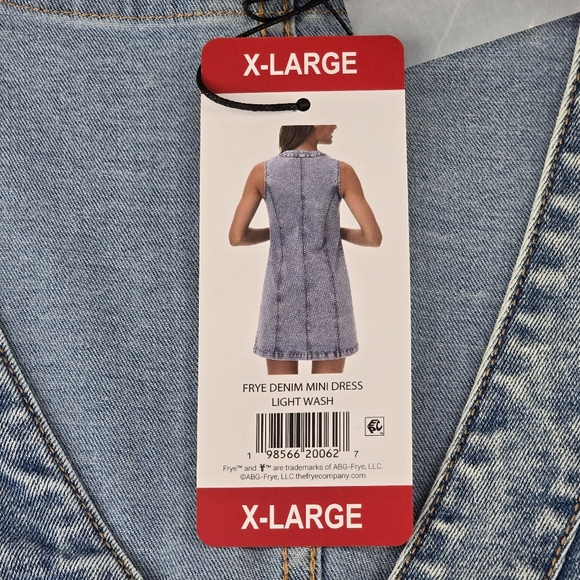 NWT Frye Light Wash Denim Mini Dress Sleeveless V-Neck Button Front Size XL - Picture 5 of 10